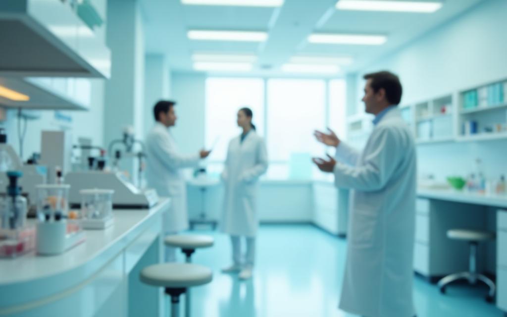 Modern cosmetic research and development laboratory environment.