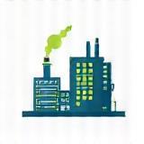 Icon representing factory production.
